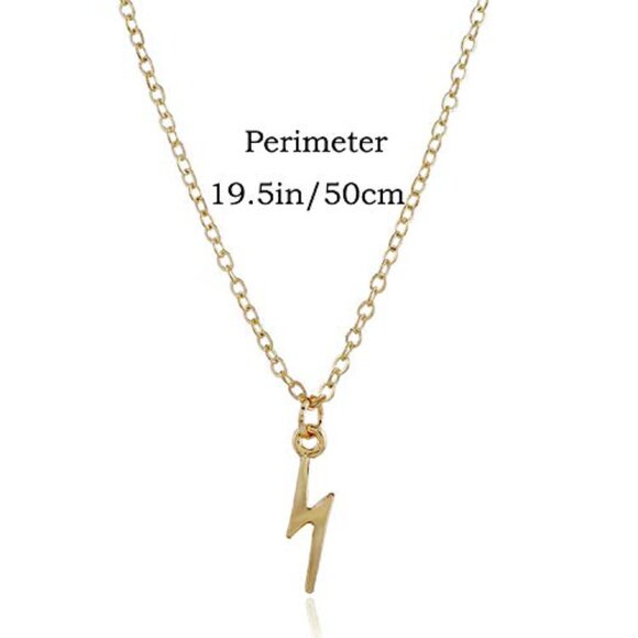 Lightning Bolt Pendant Choker Necklace Minimal Boho Chic Adjustable Chain - Picture 4 of 7